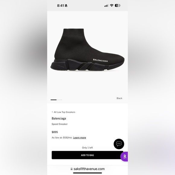 NIB Balenciaga Men's Black Speed Sneakers